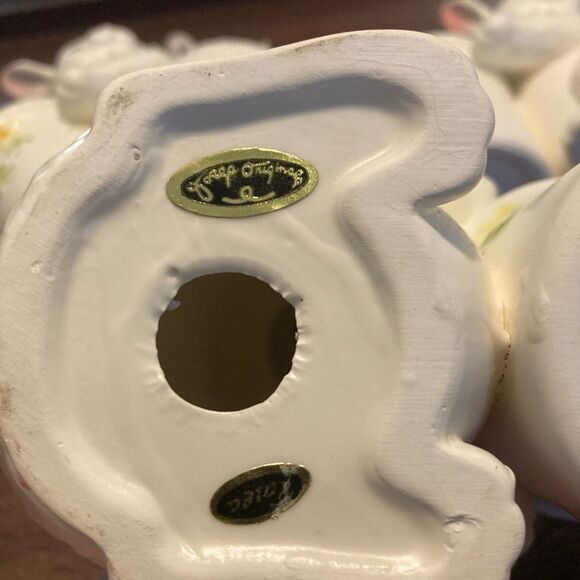 Josef Originals Vintage Bunny Candle Holder Set of 3, 5-1/2” T x 5-1/2” W Votive - Picture 6 of 7